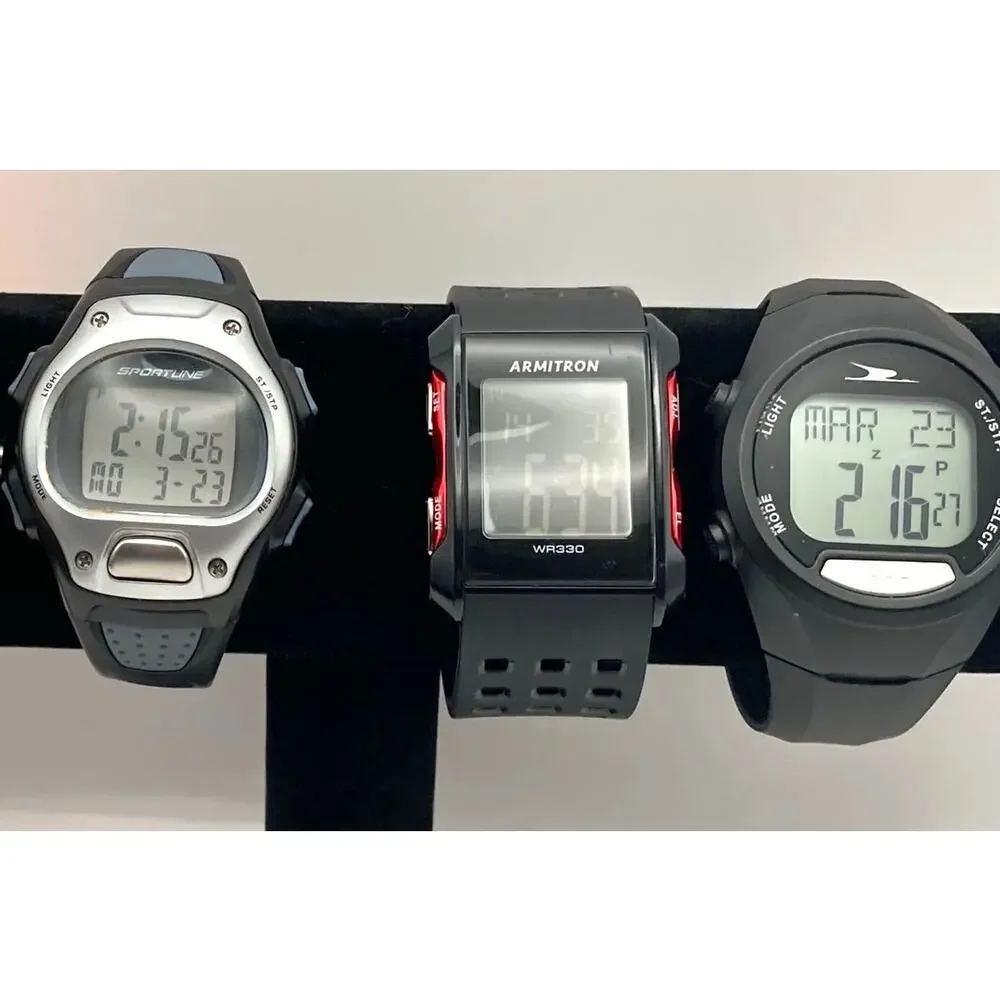Armitron Men's Black Digital Watch with Red Accent Buttons